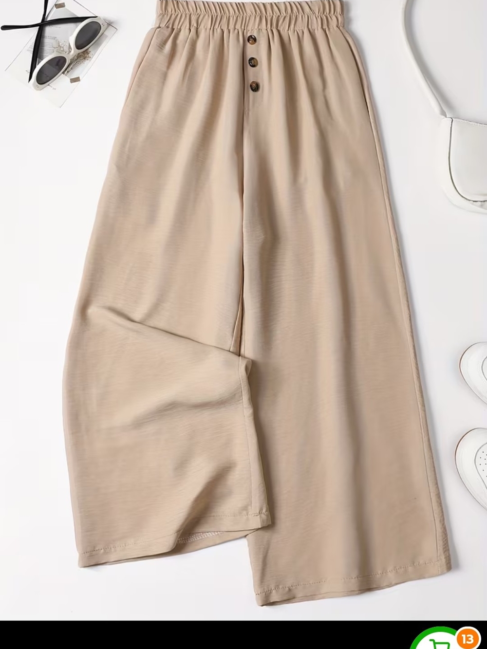 Relaxed Wide-Leg Women’s Pants in Beige Size M
